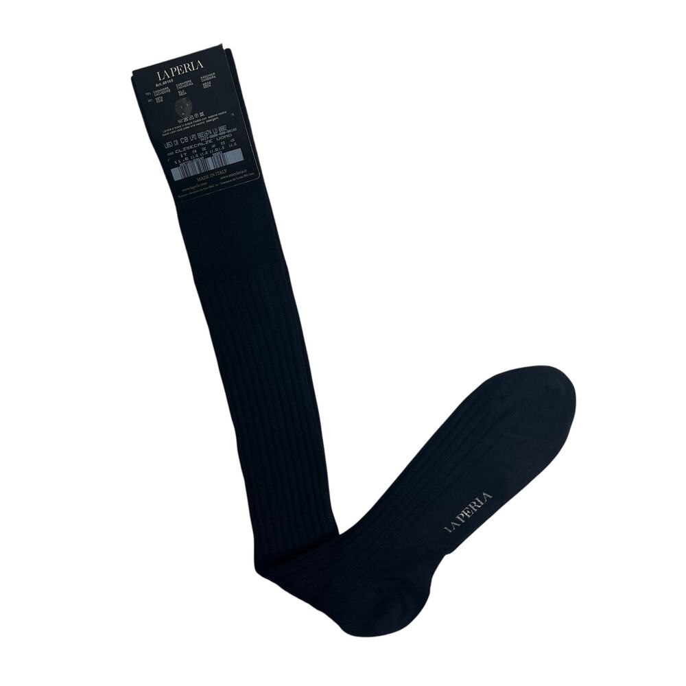 4-29 LA PERLA Men's NWT Ribbed Dress Socks Cashmere Silk Black Size 12/Large